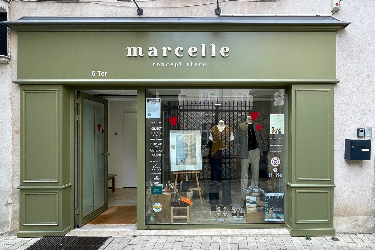 Devanture concept store Marcelle à Blois par Couppé Peinture